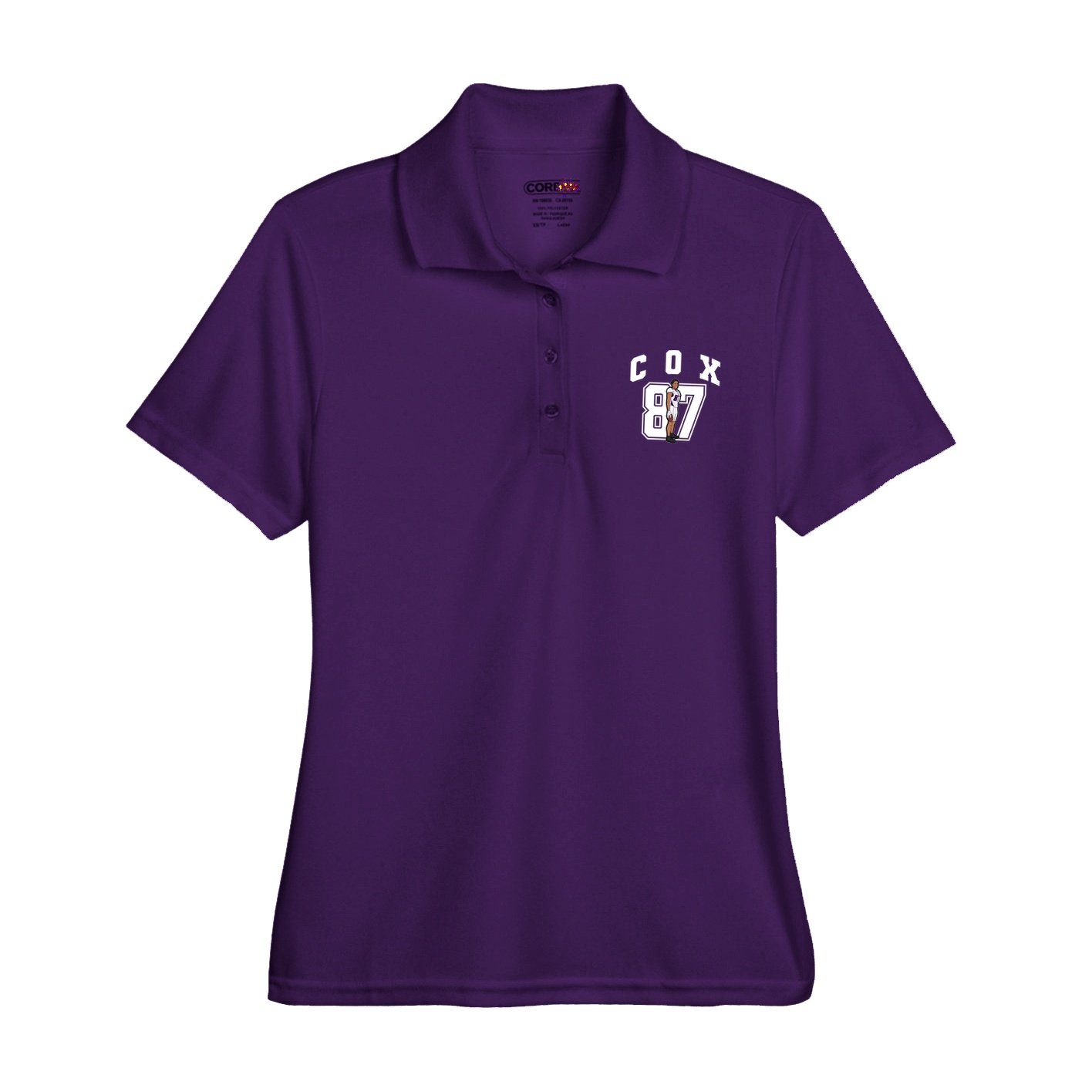 Womens Performance Polo — Number in Purple