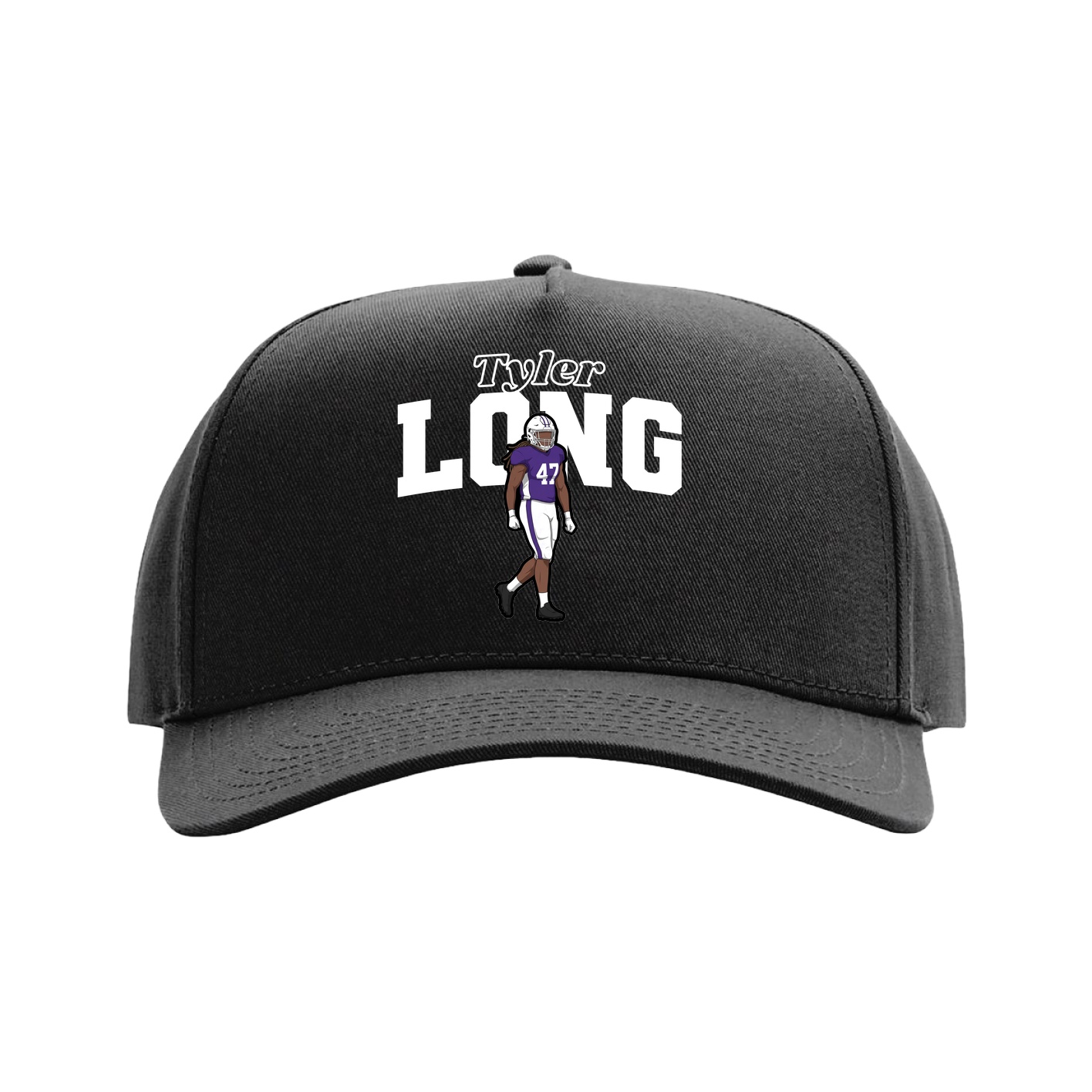 Full Fabric Five-Panel Champ Cap — Name Arch in Black
