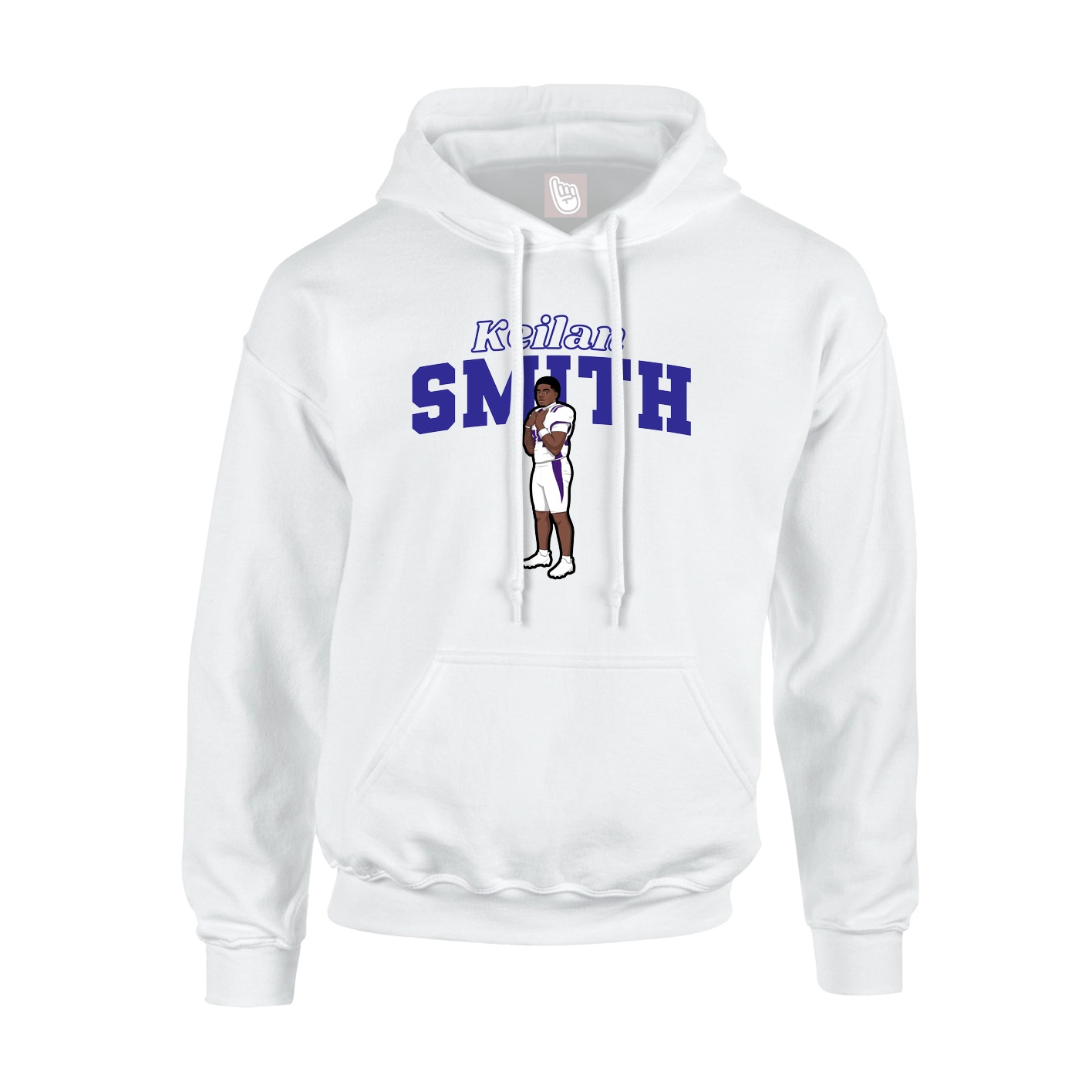 Youth Hoodie — Name Arch in White