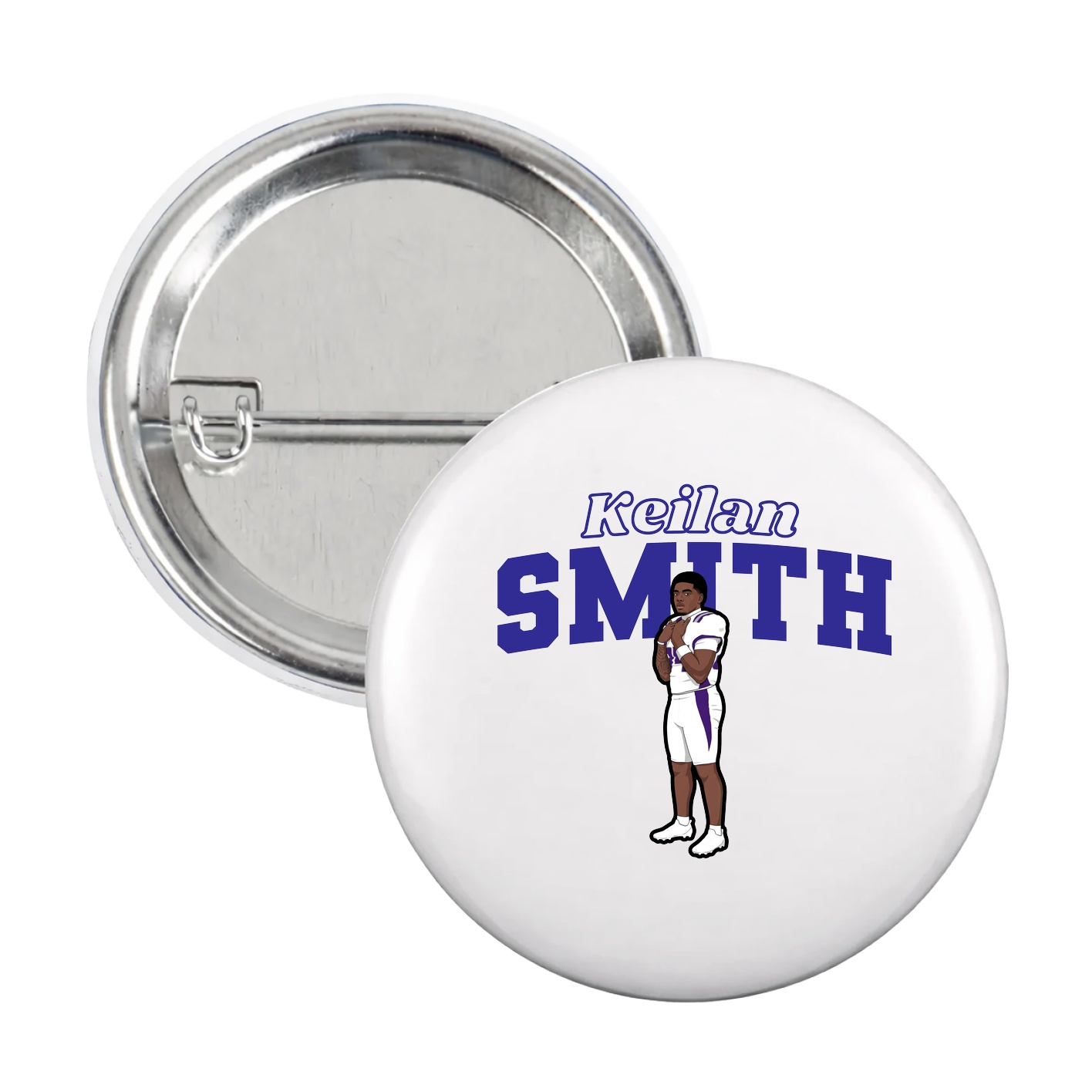 Game Day Button — Name Arch in White