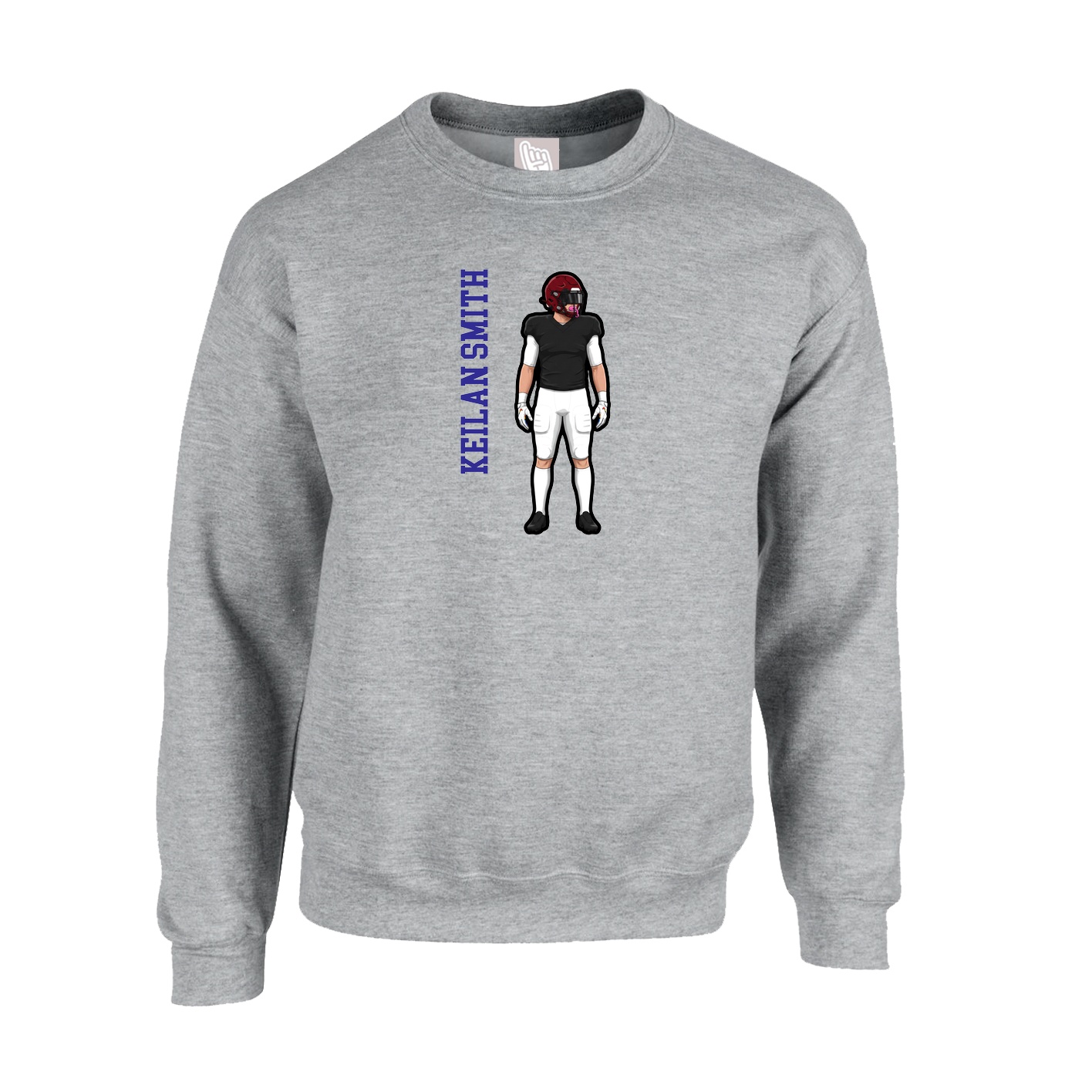 Fleece Crew — Name Vertical in Grey