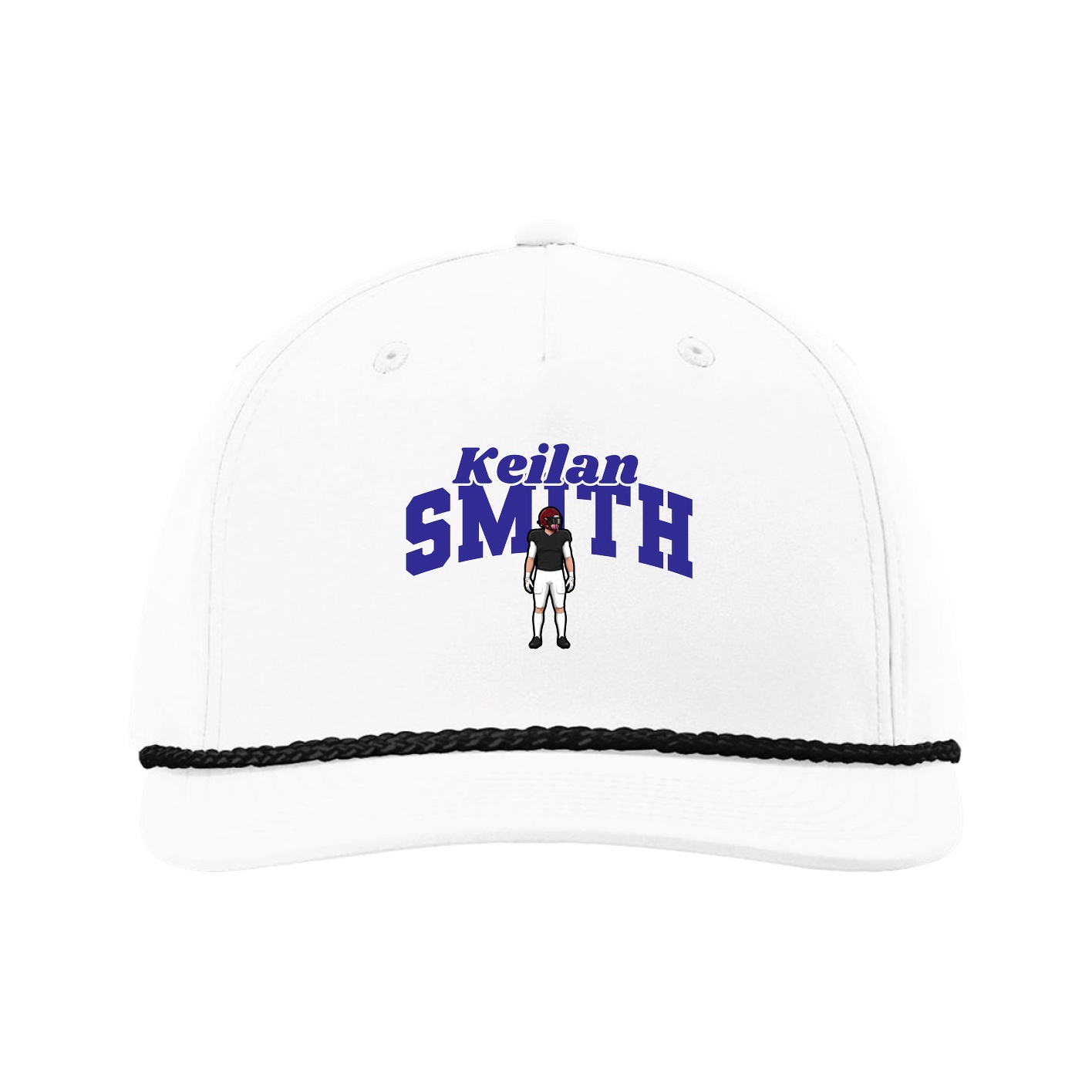 Five-Panel Classic Rope Cap — Signature Arch in White