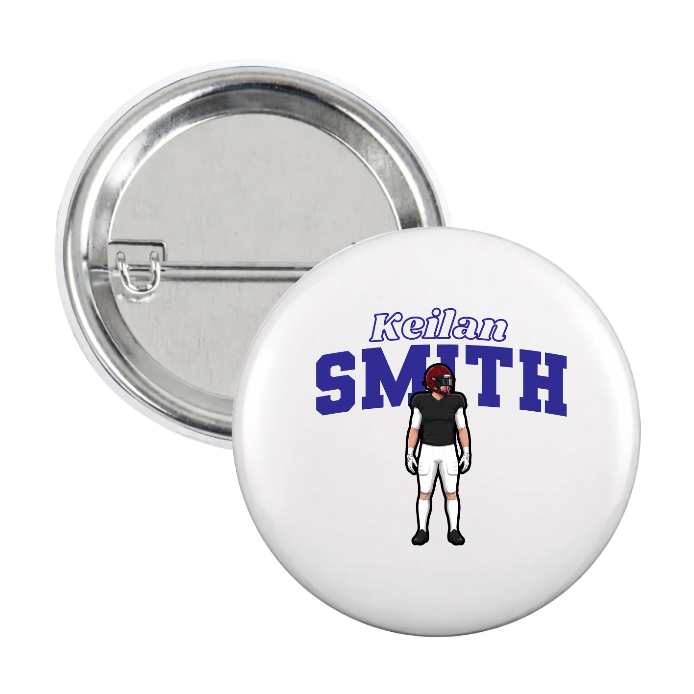 Game Day Button — Name Arch in White