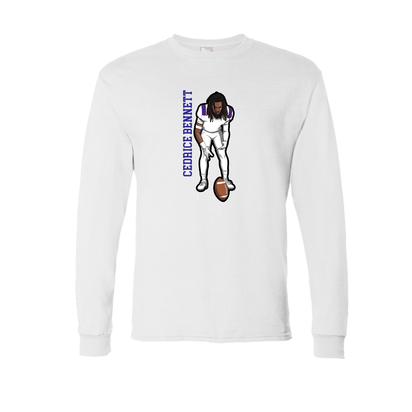 Long Sleeve Tee — Name Vertical in White