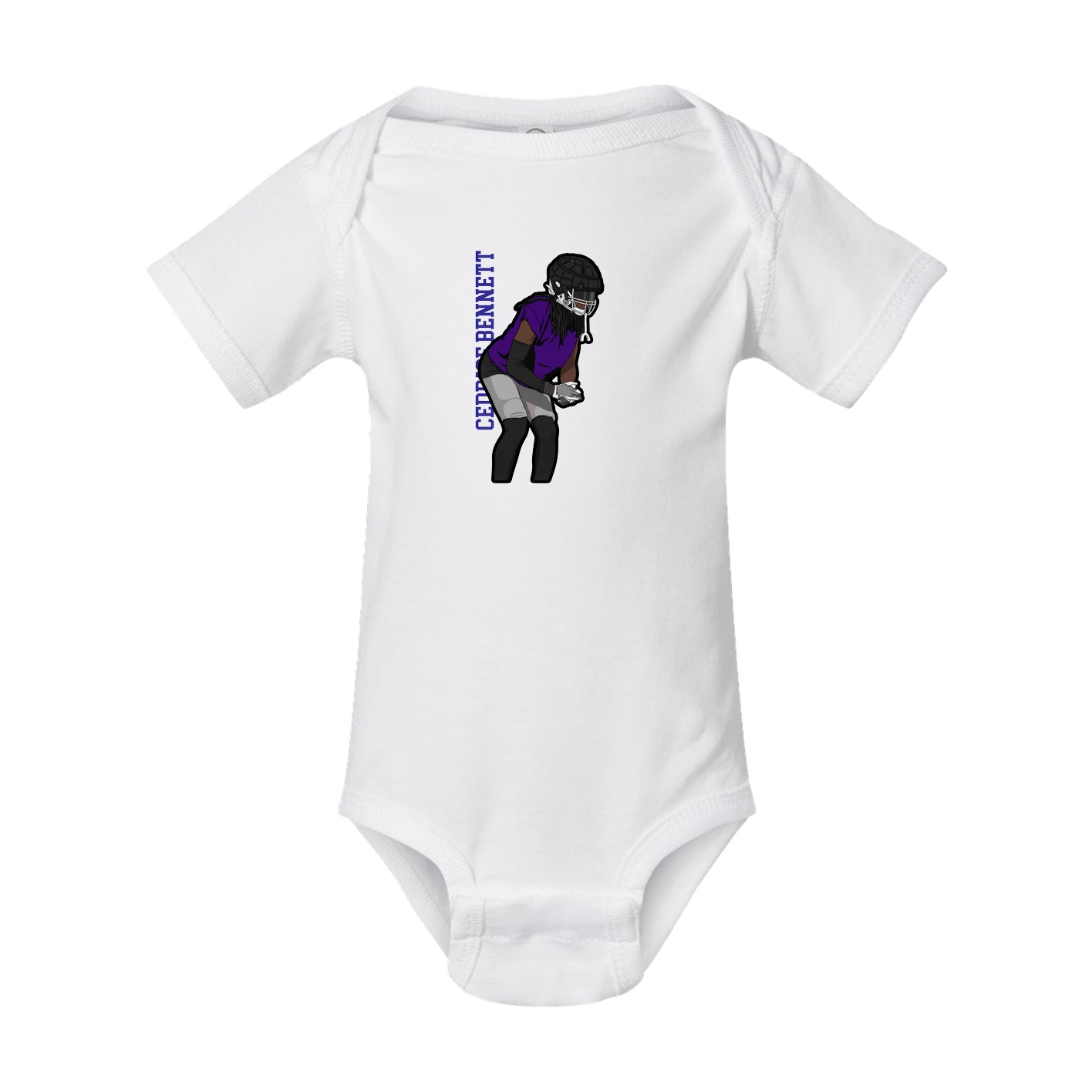 Baby Onesie — Name Vertical in White