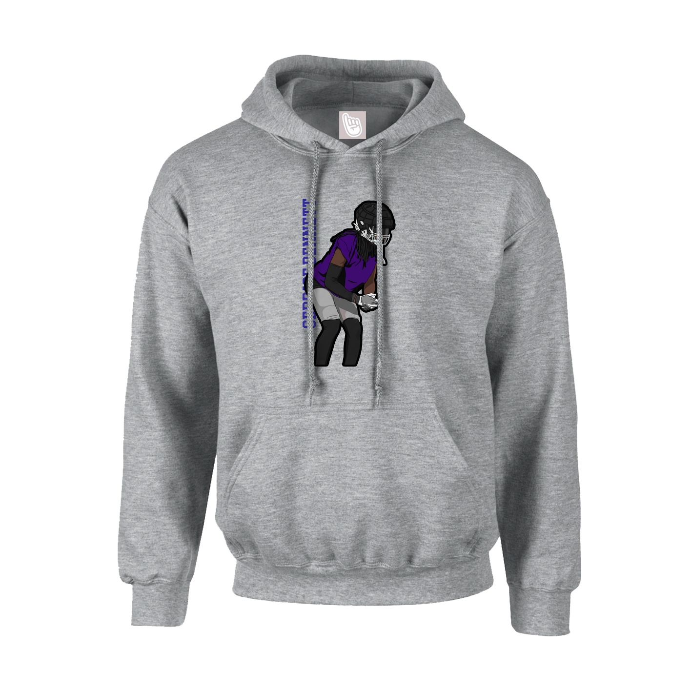Hoodie — Name Vertical in Grey