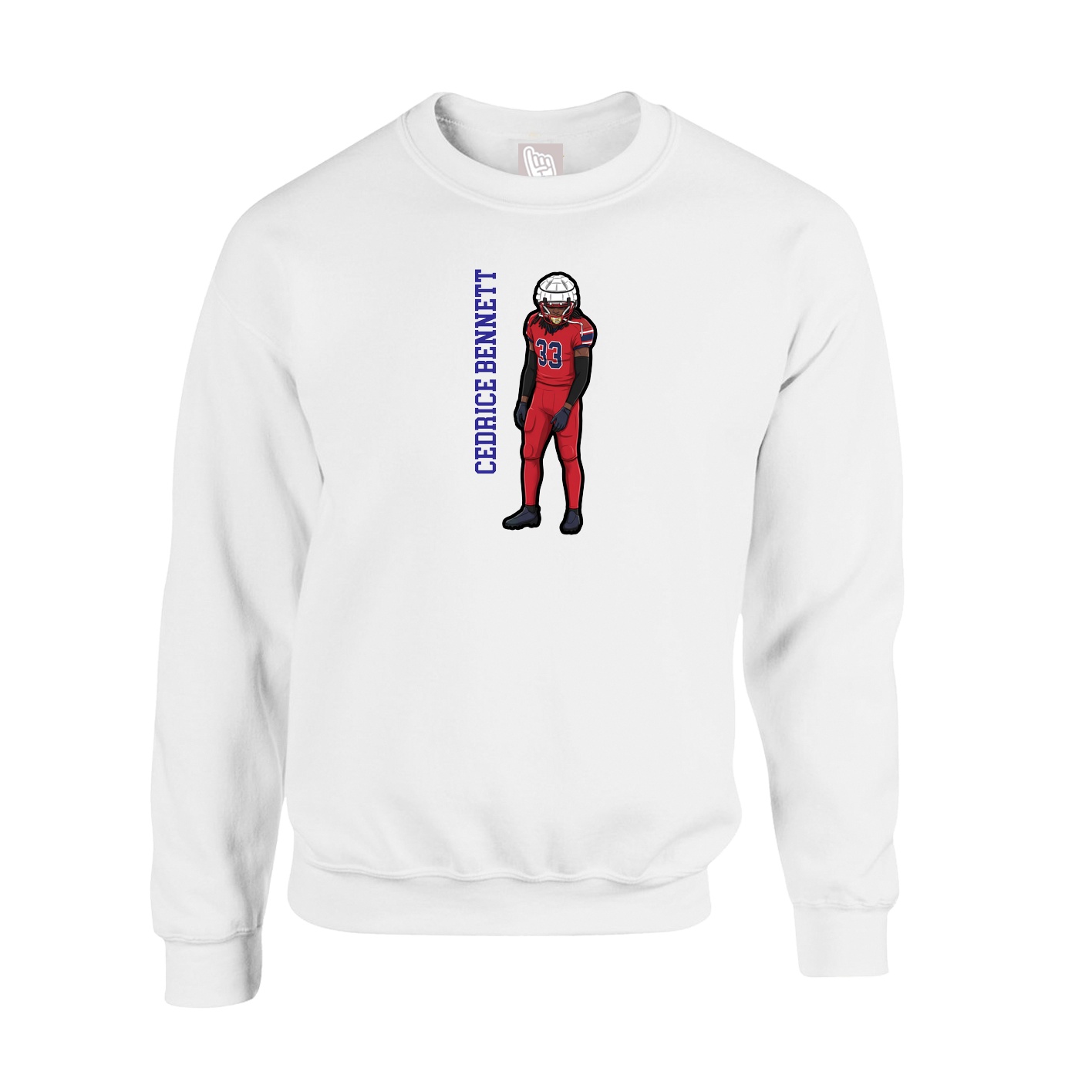 Fleece Crew — Name Vertical in White