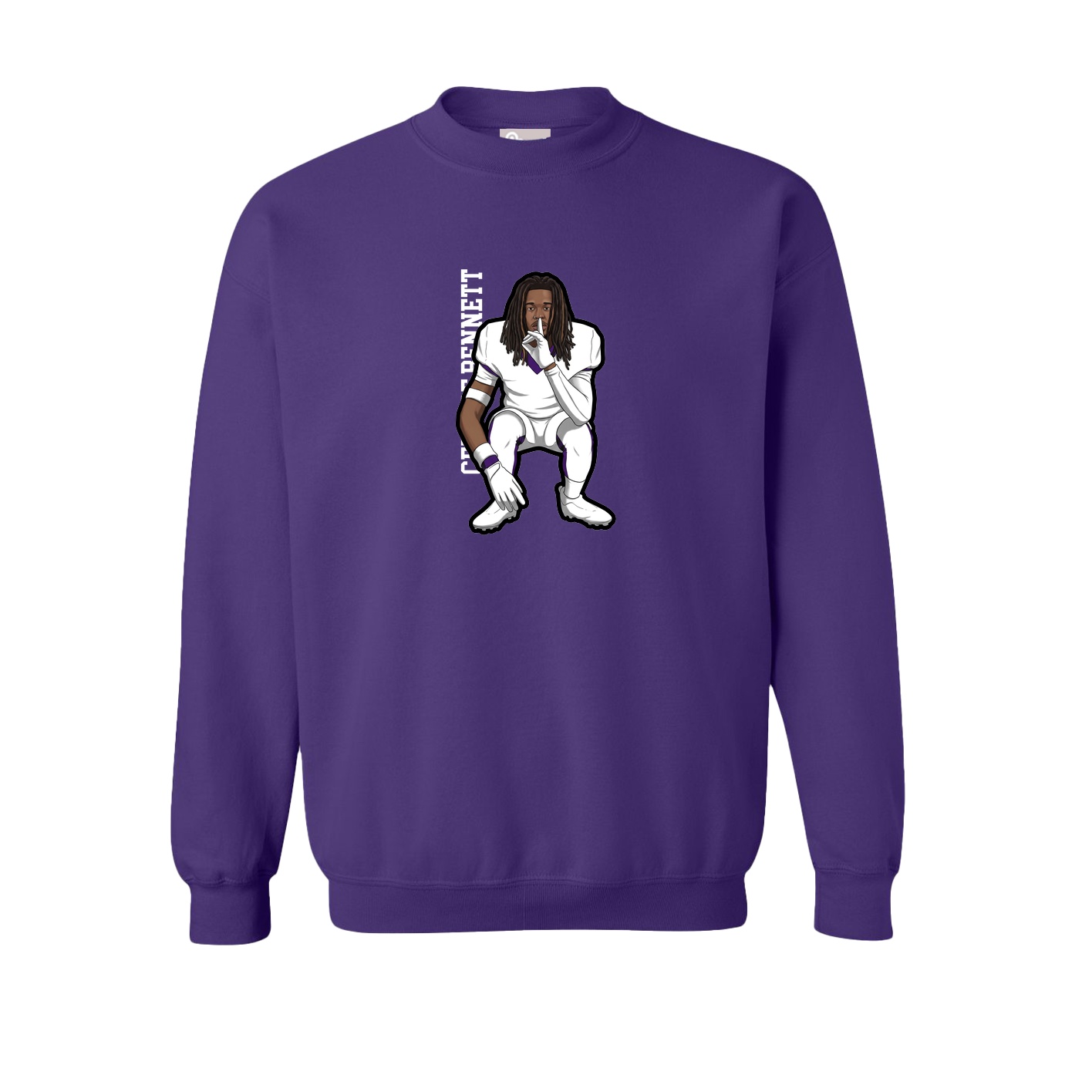 Fleece Crew — Name Vertical in Purple