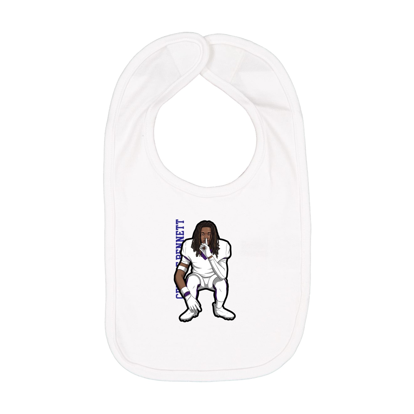Infant Bib — Name Vertical in White
