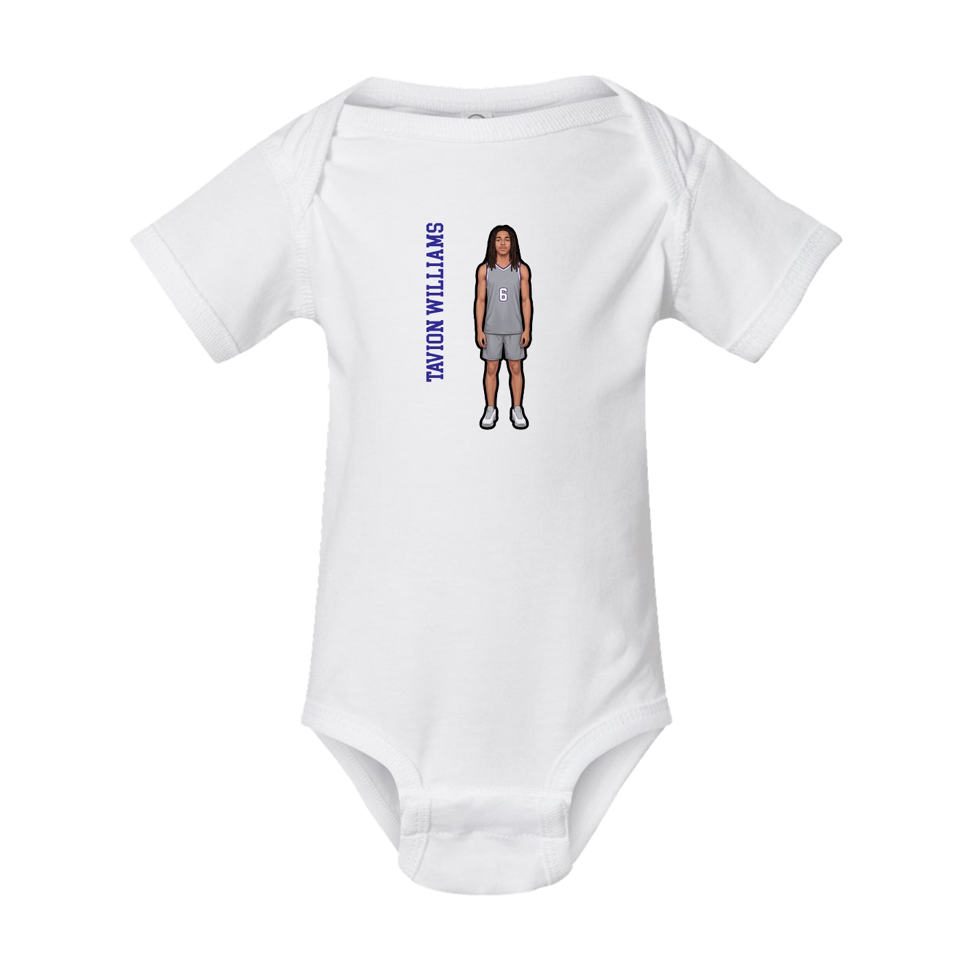 Baby Onesie — Name Vertical in White