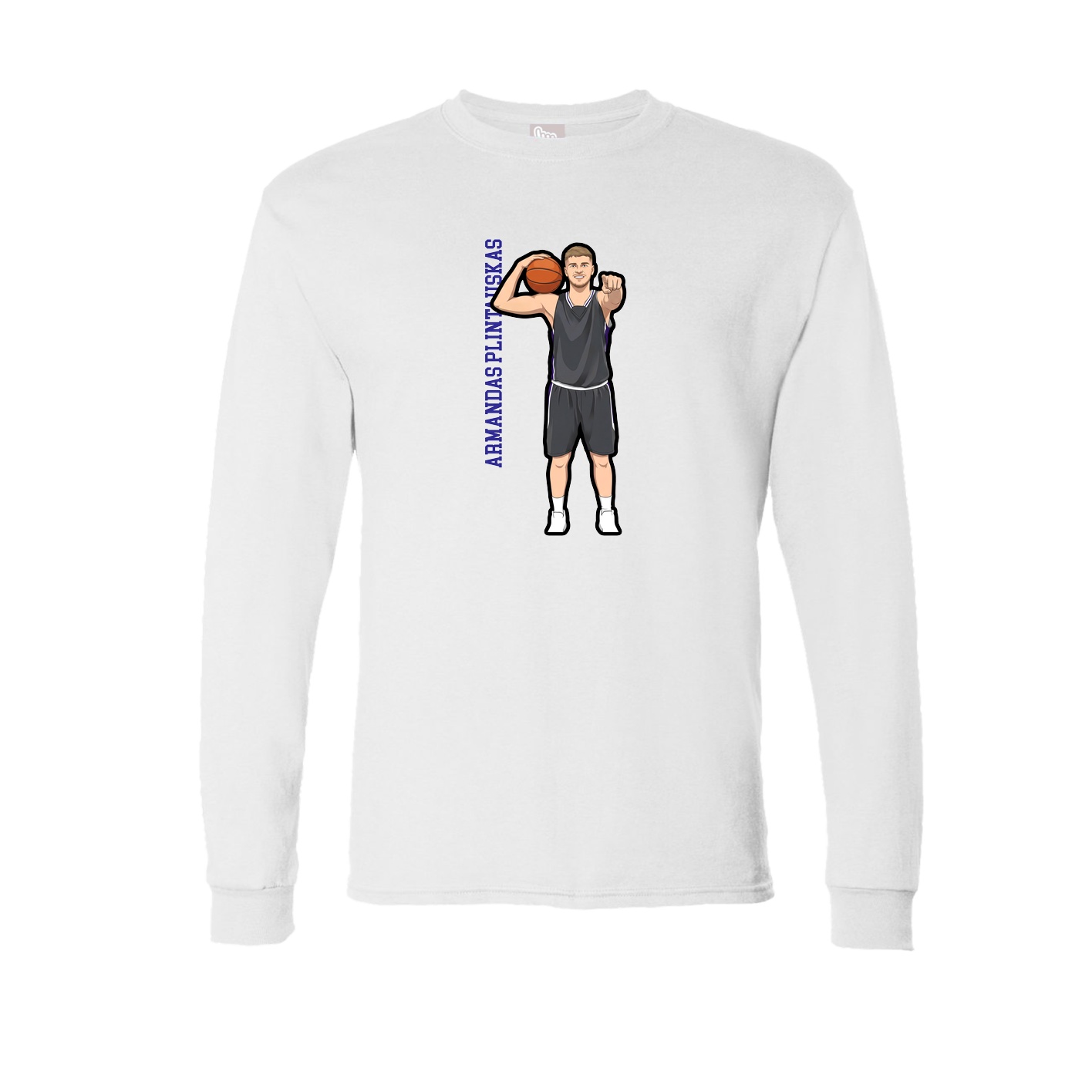Long Sleeve Tee — Name Vertical in White