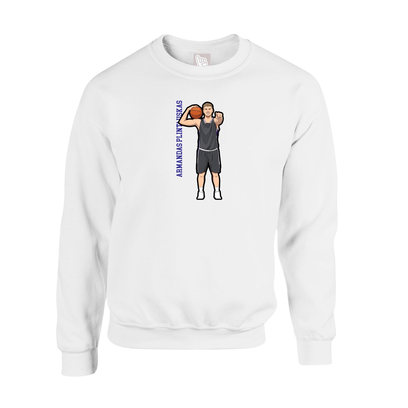Fleece Crew — Name Vertical in White