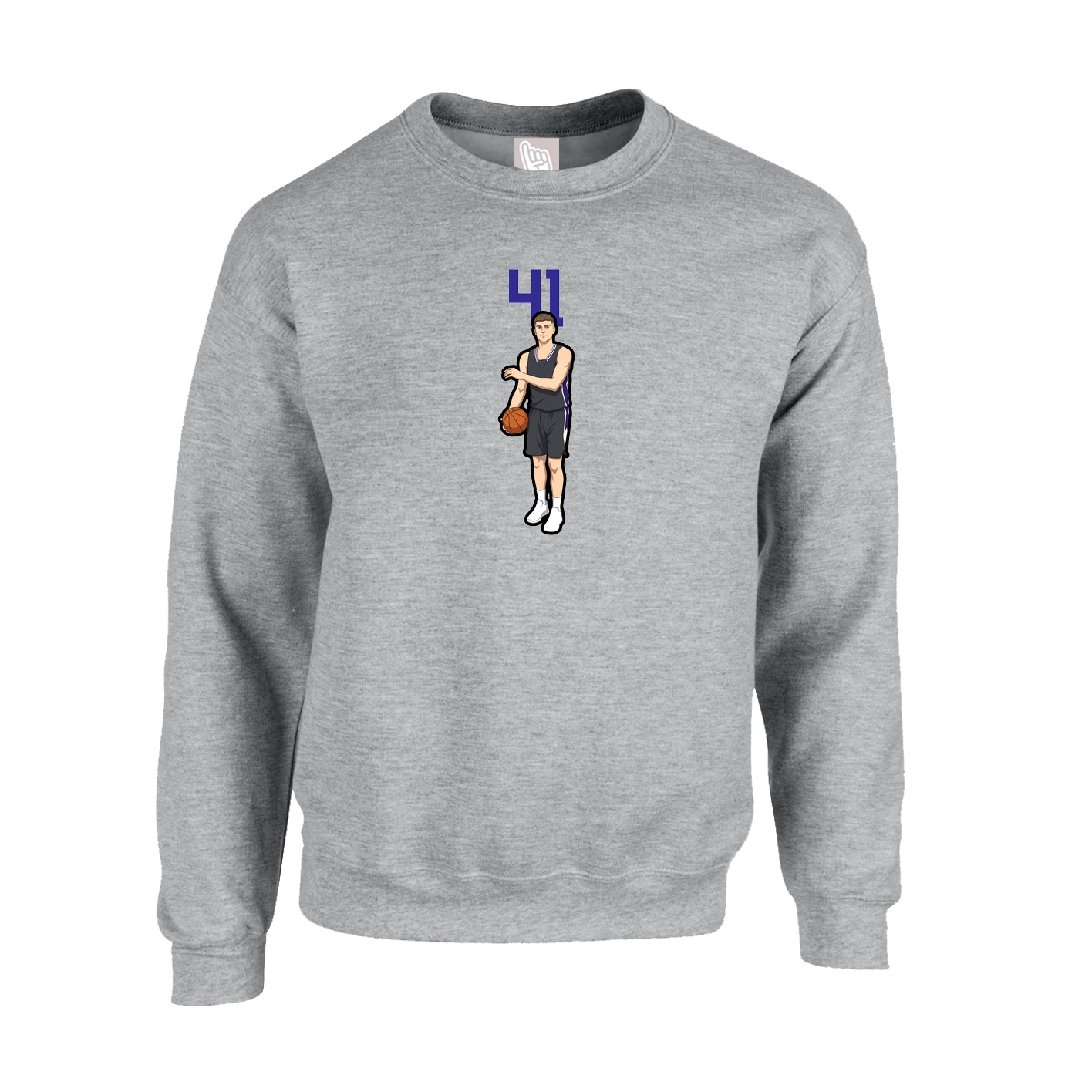 Fleece Crew — Number Top in Grey