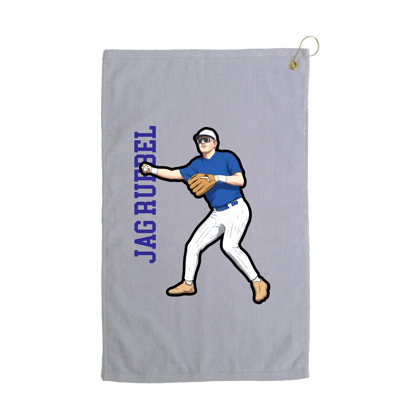 Golf Towel — Name Vertical in Grey