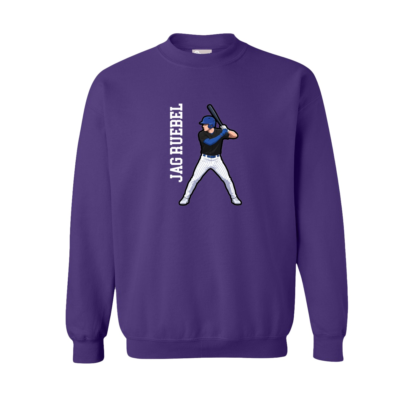 Fleece Crew — Name Vertical in Purple
