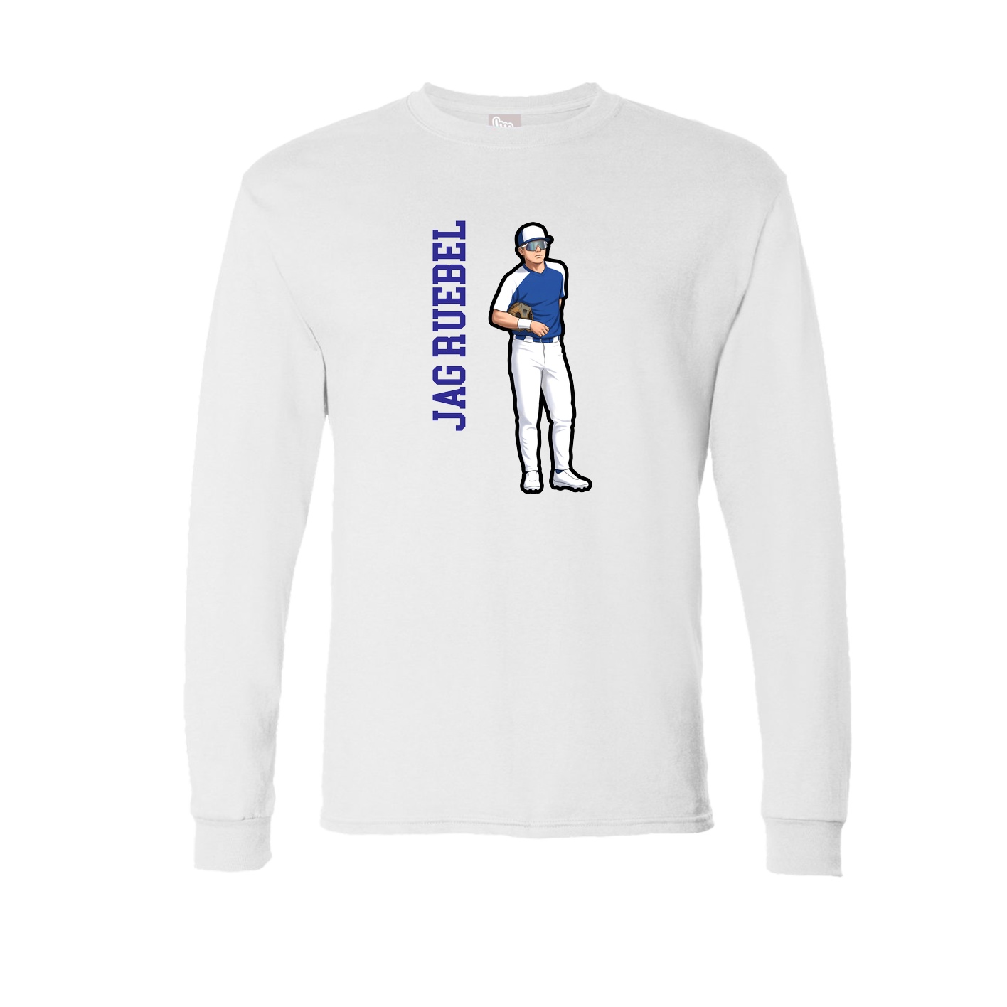 Long Sleeve Tee — Name Vertical in White