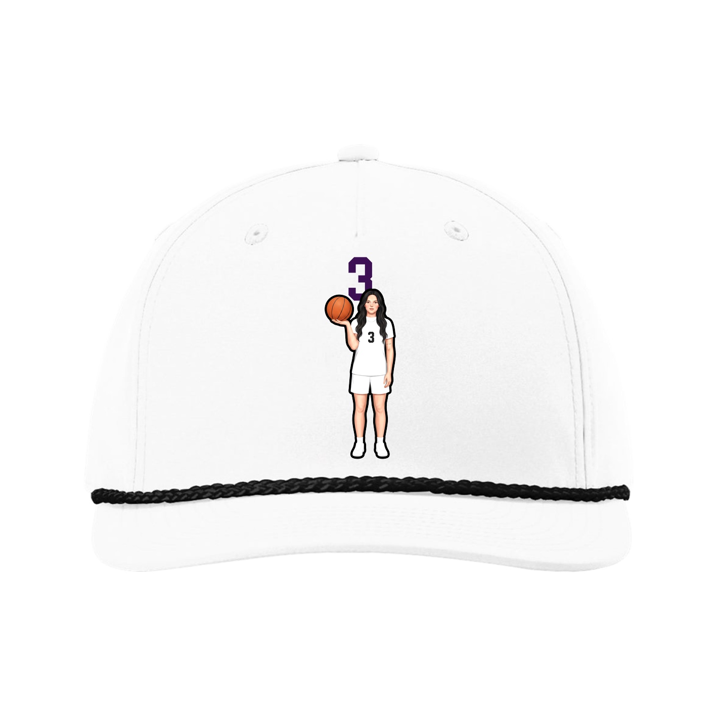 Five-Panel Classic Rope Cap — Number Top in White