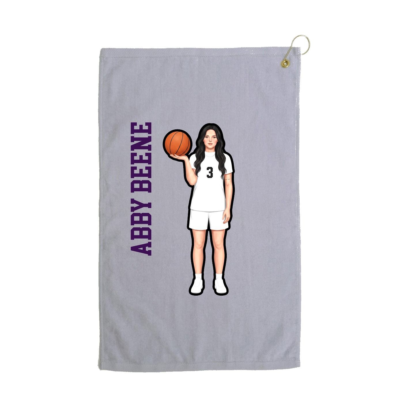 Golf Towel — Name Vertical in Grey