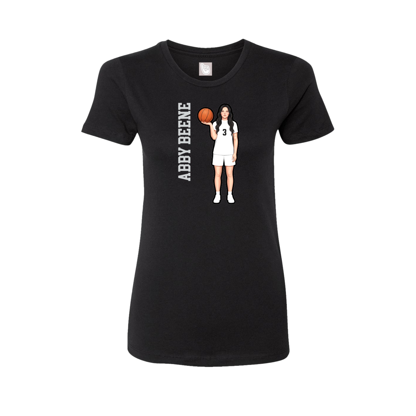 Fitted Women's Tee — Name Vertical in Black