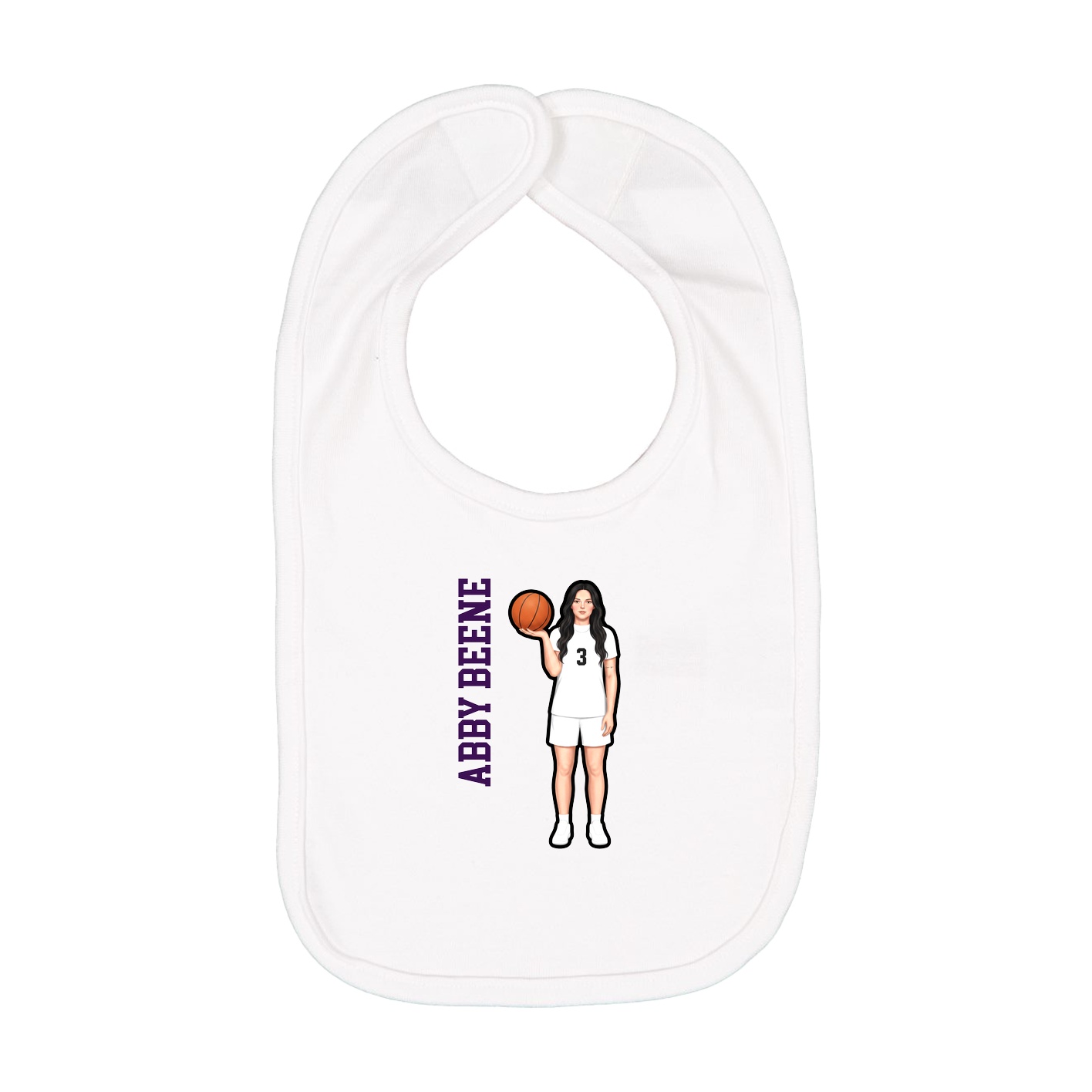 Infant Bib — Name Vertical in White