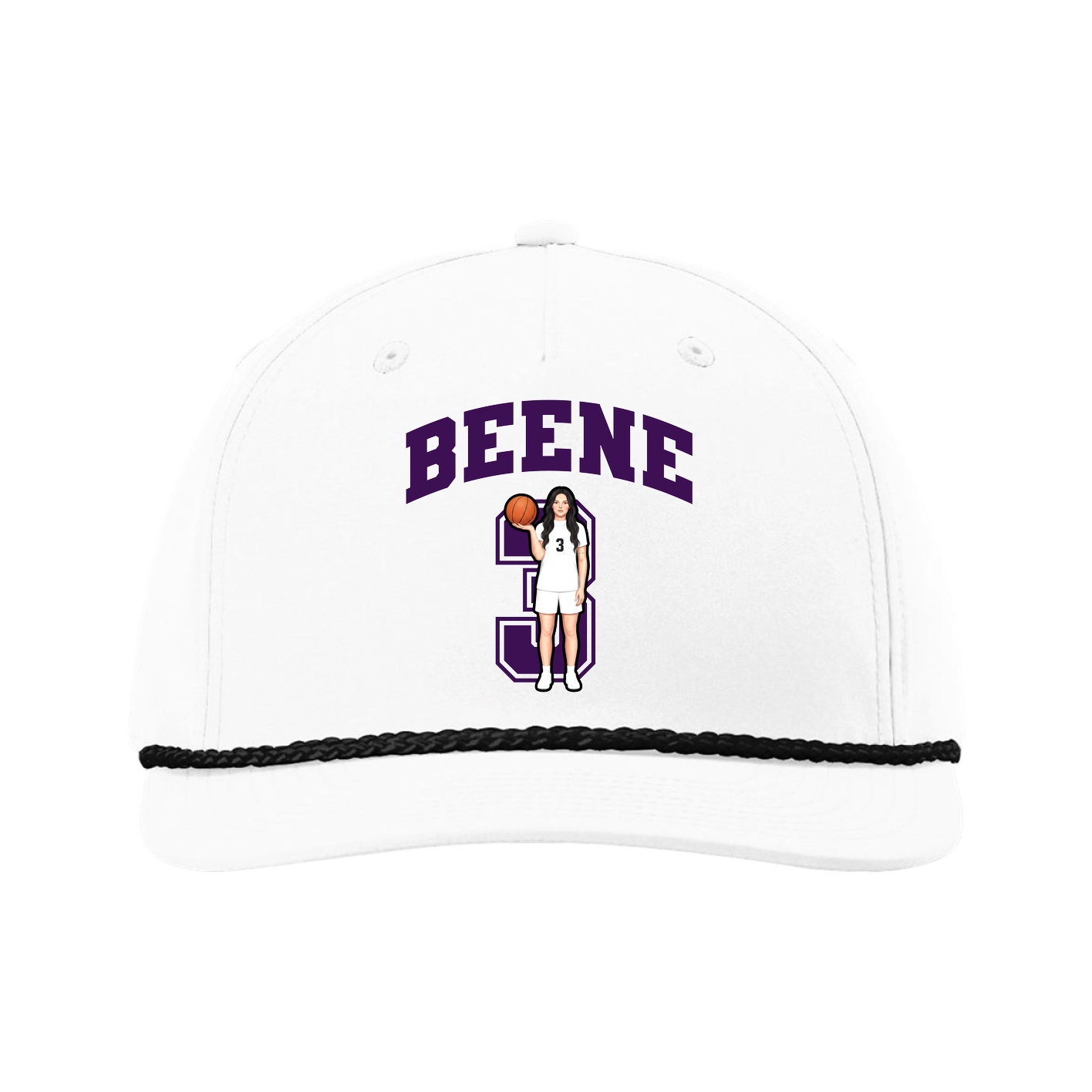 Five-Panel Classic Rope Cap — Number in White