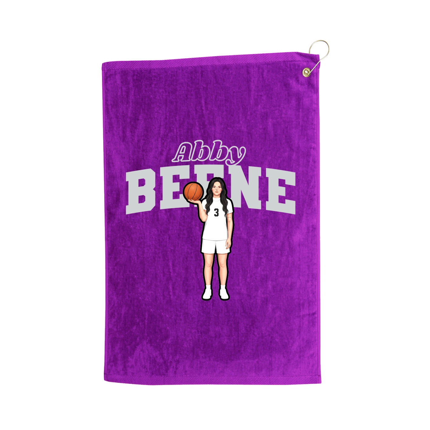 Golf Towel — Name Arch in Purple