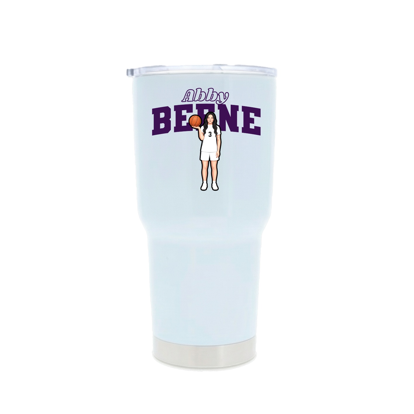30oz Stainless Steel Tumbler — Name Arch in White