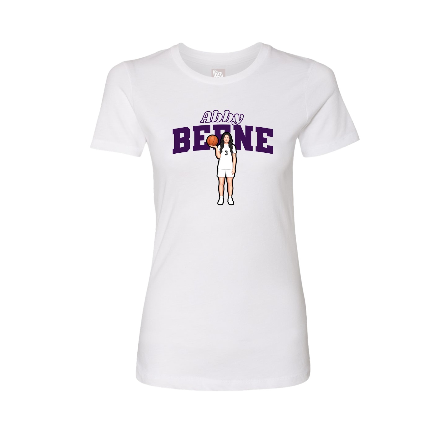 Fitted Women's Tee — Name Arch in White