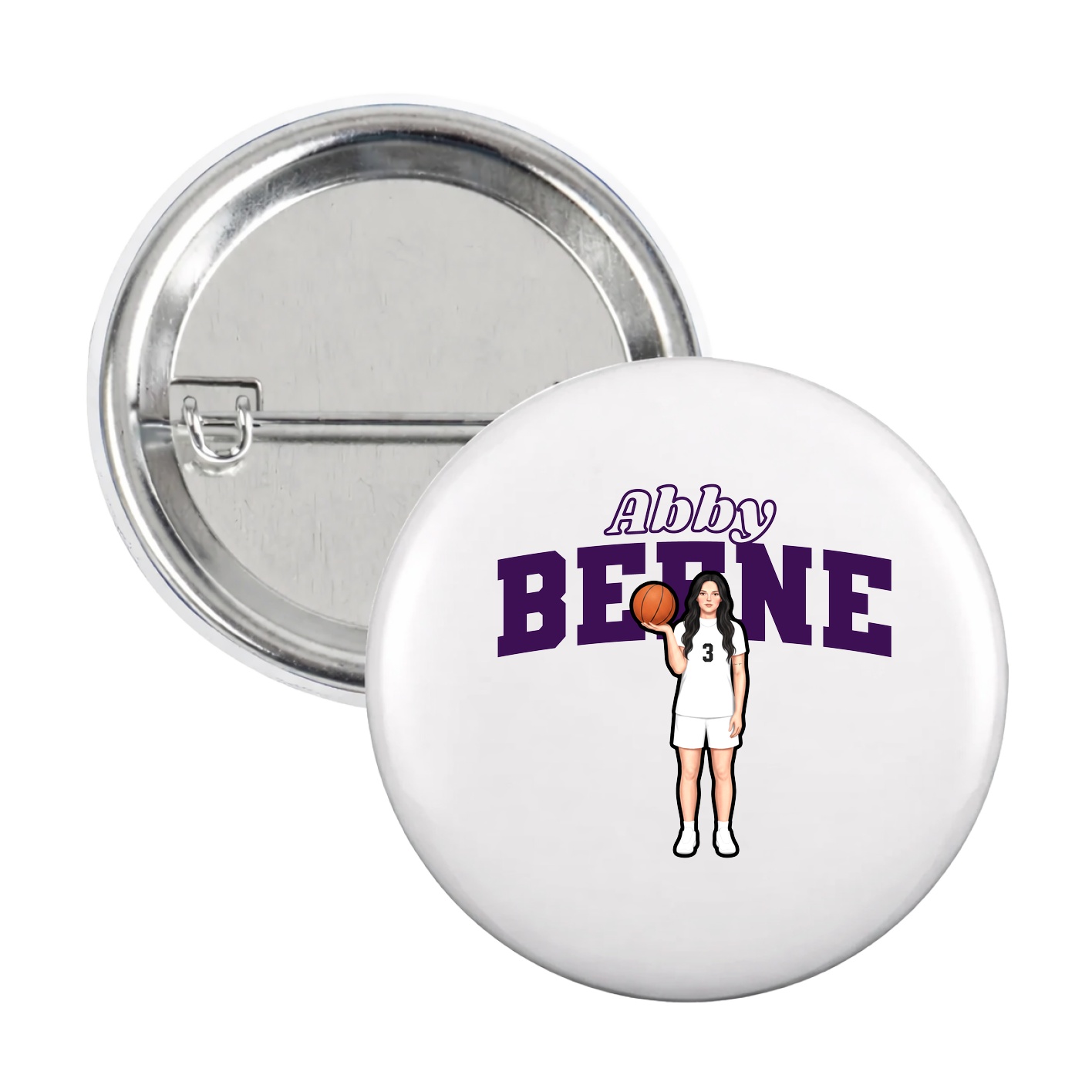 Game Day Button — Name Arch in White