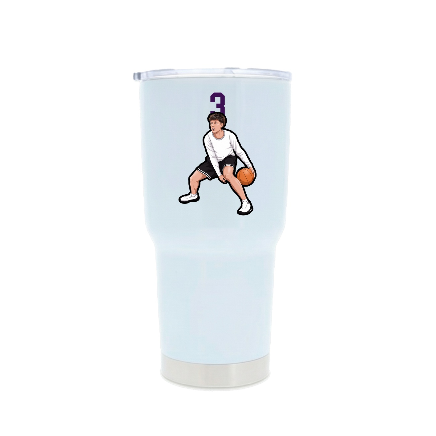 30oz Stainless Steel Tumbler — Number Top in White