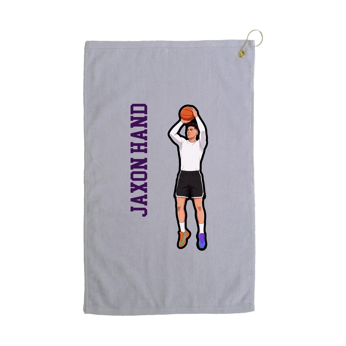 Golf Towel — Name Vertical in Grey