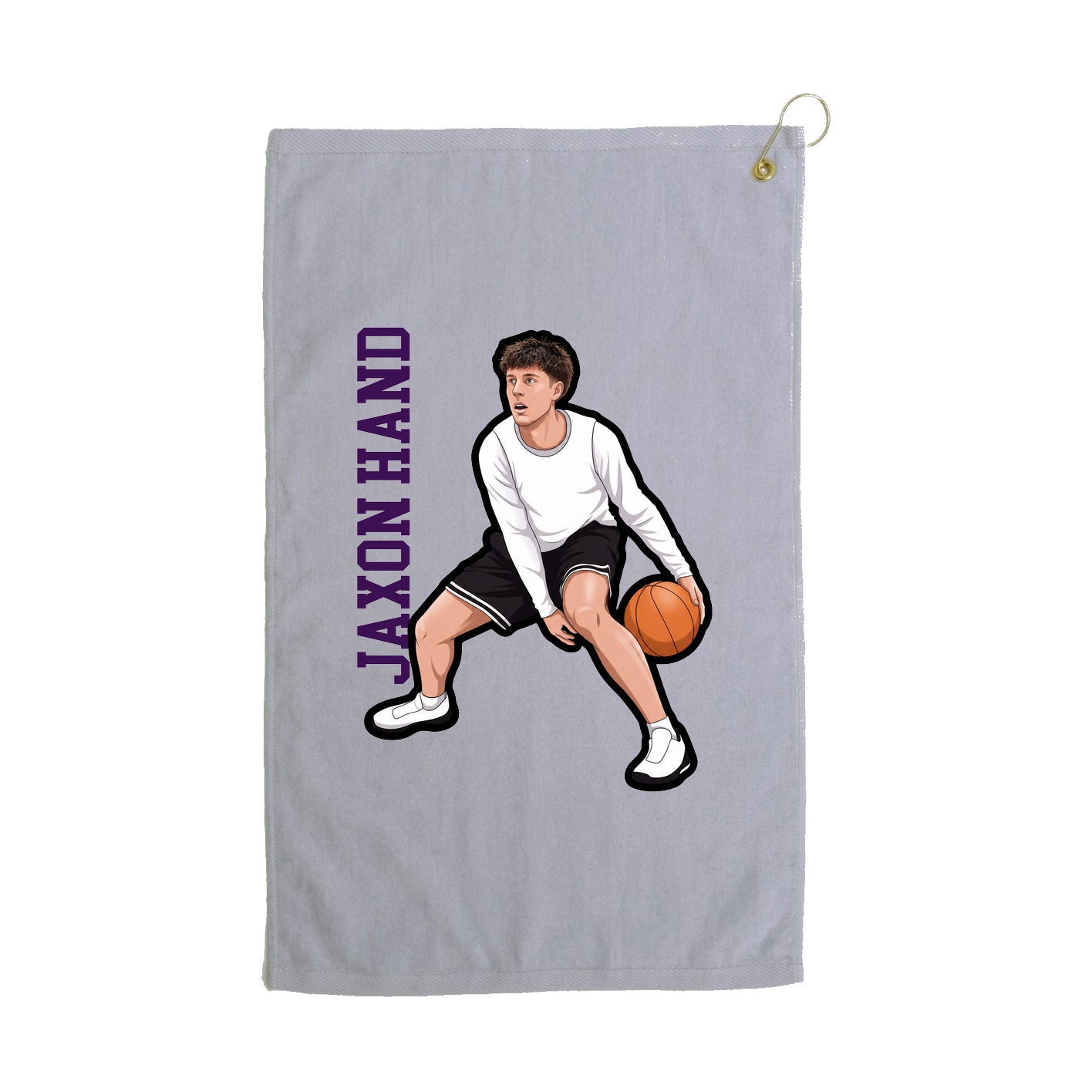 Golf Towel — Name Vertical in Grey