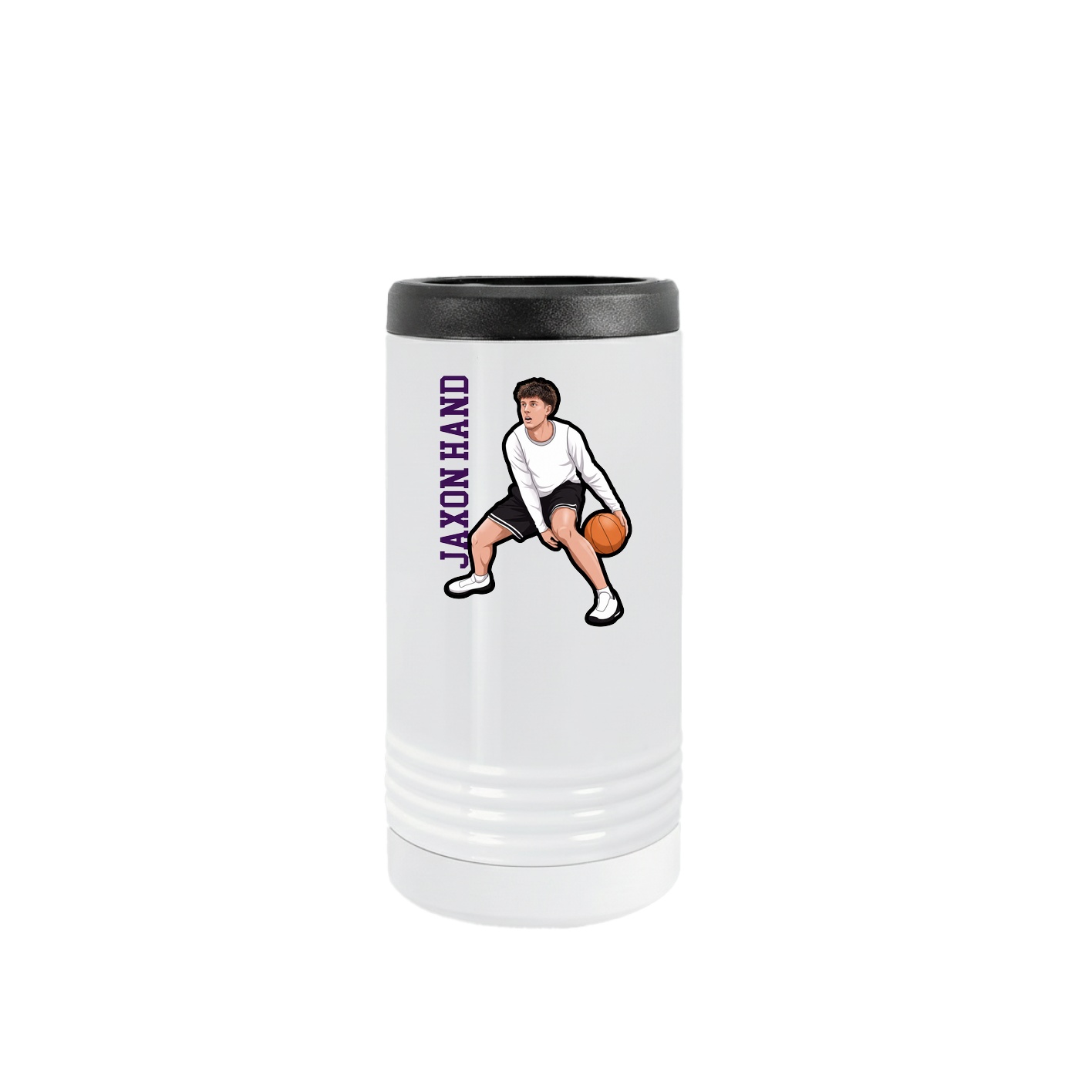 Slim Beverage Holder — Name Vertical in White