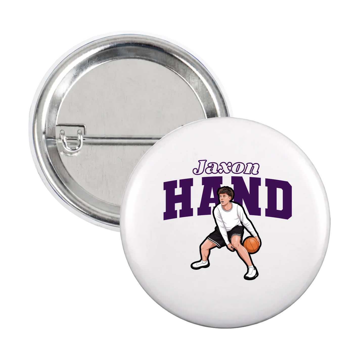 Game Day Button — Name Arch in White