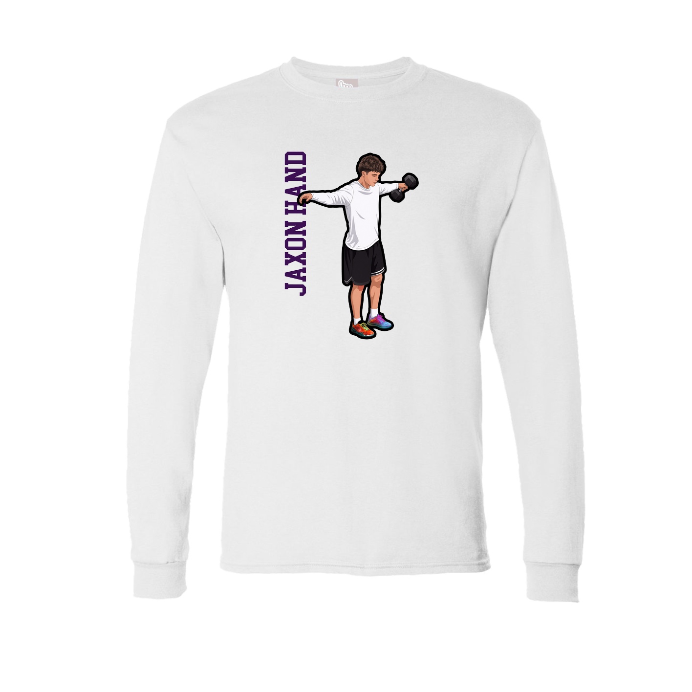 Long Sleeve Tee — Name Vertical in White