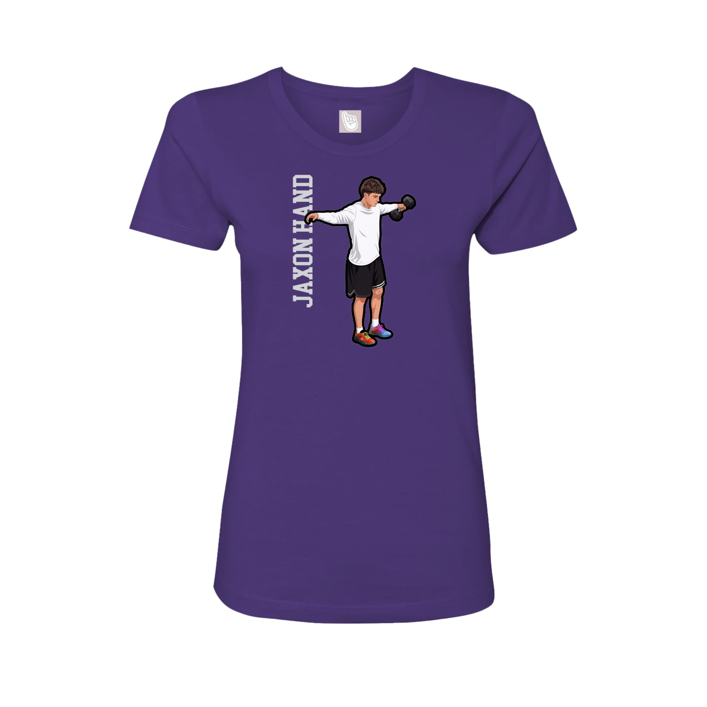 Fitted Women's Tee — Name Vertical in Purple