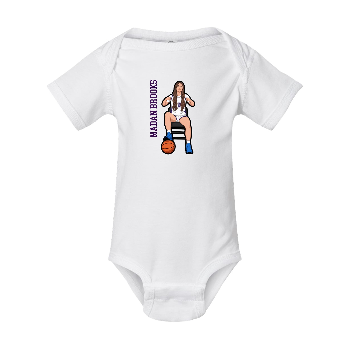 Baby Onesie — Name Vertical in White