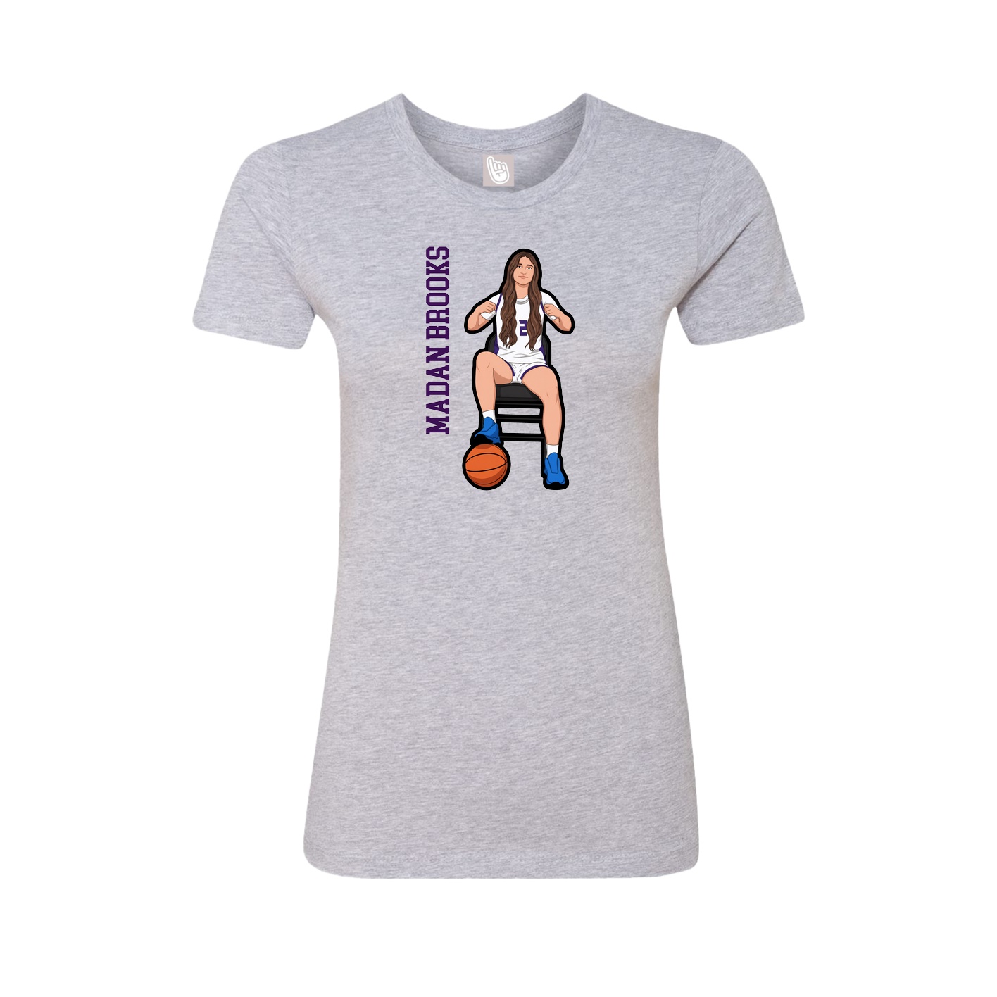 Fitted Women's Tee — Name Vertical in Grey
