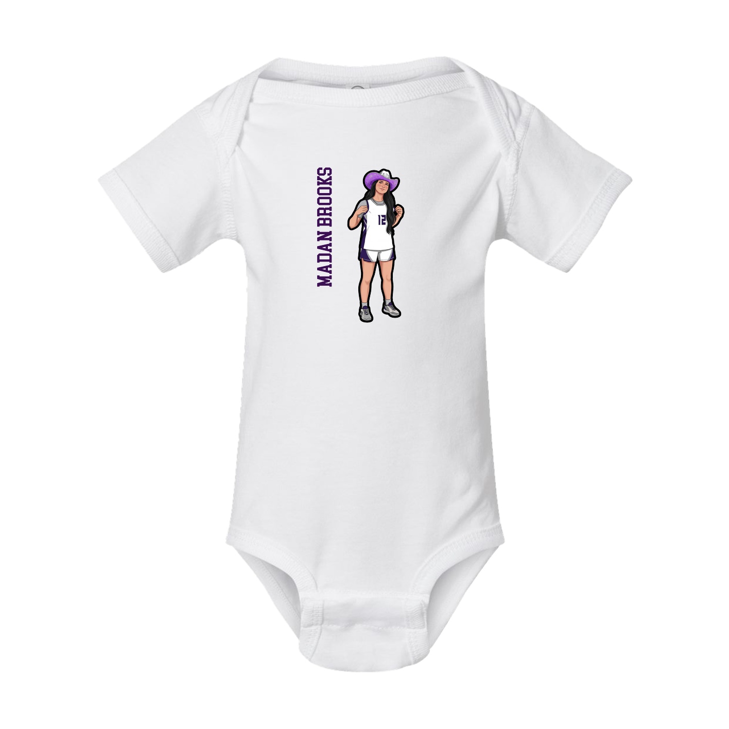 Baby Onesie — Name Vertical in White
