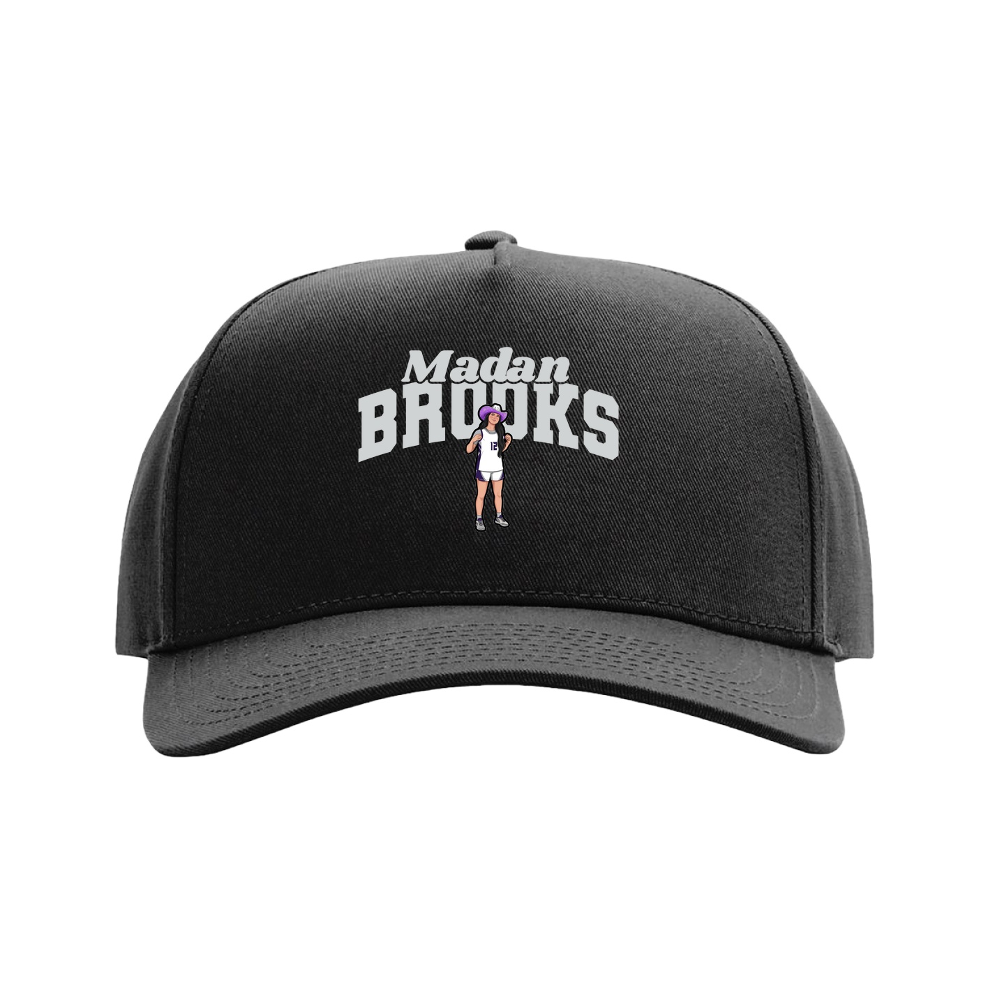 Full Fabric Five-Panel Champ Cap — Signature Arch in Black