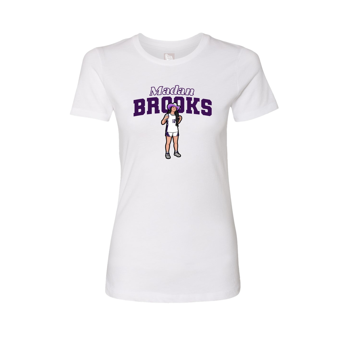 Fitted Women's Tee — Name Arch in White