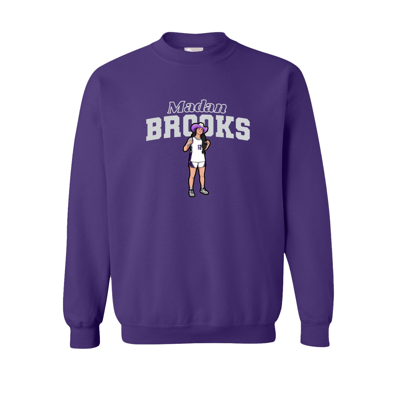 Fleece Crew — Name Arch in Purple