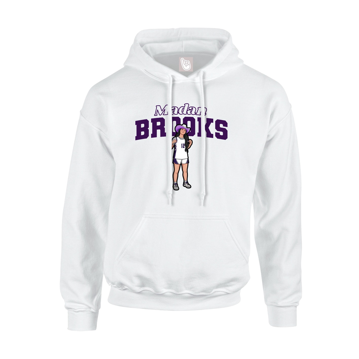 Youth Hoodie — Name Arch in White