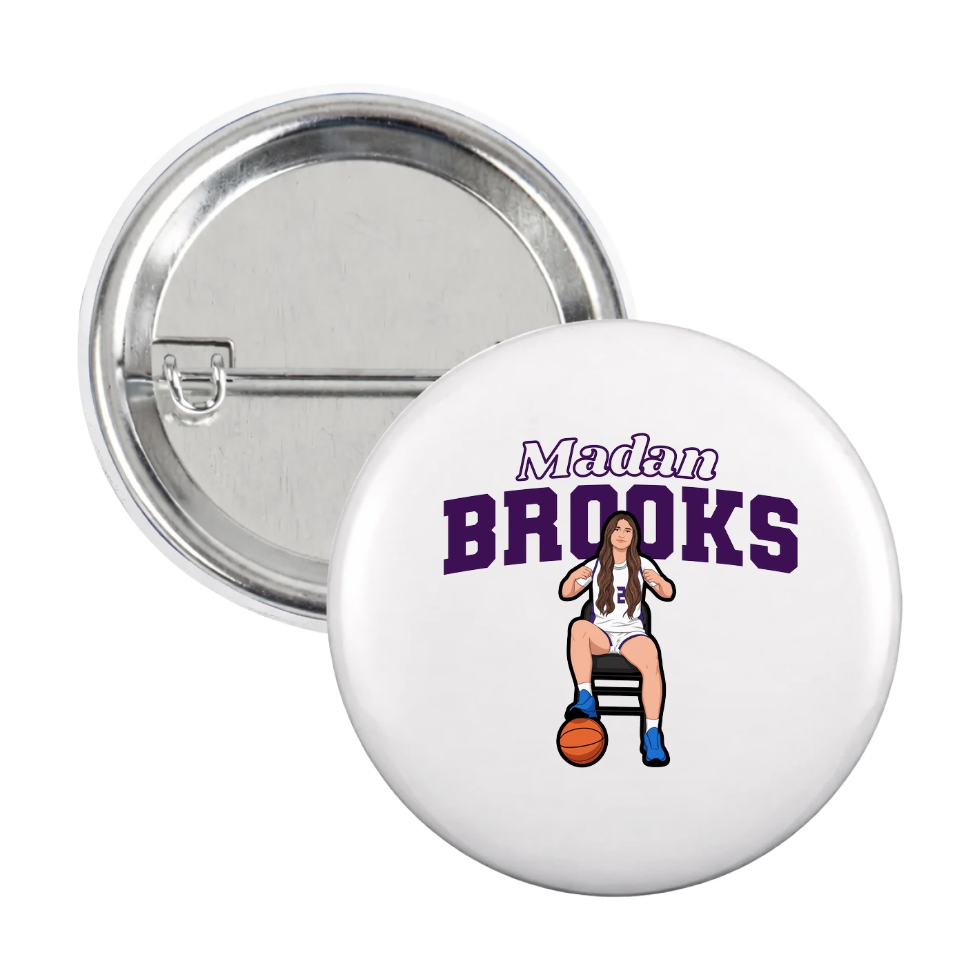 Game Day Button — Name Arch in White