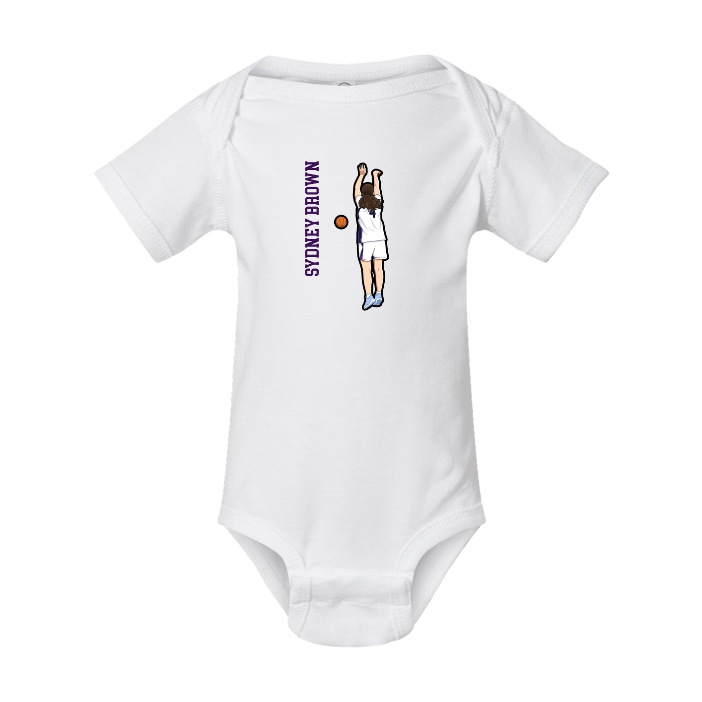 Baby Onesie — Name Vertical in White