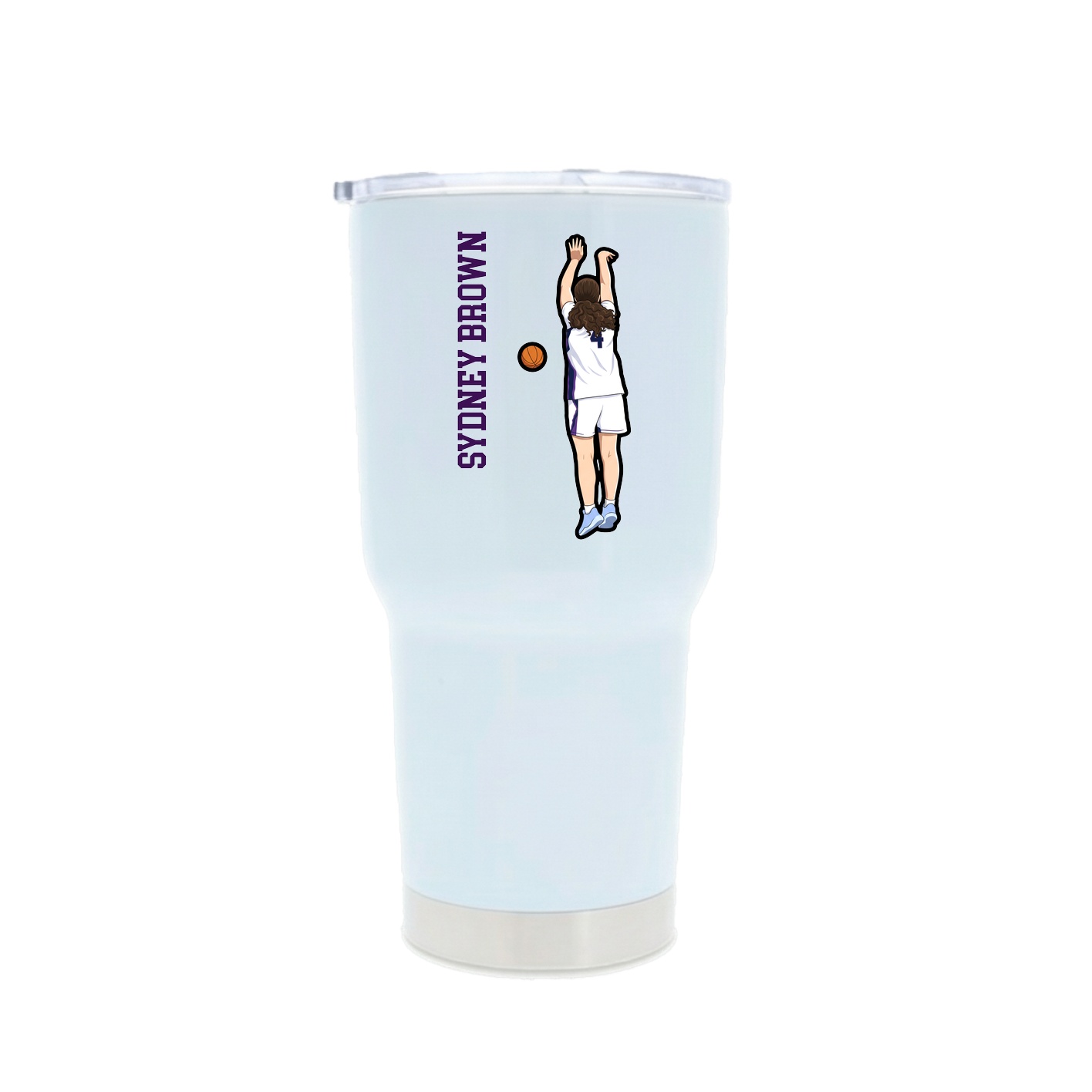 30oz Stainless Steel Tumbler — Name Vertical in White