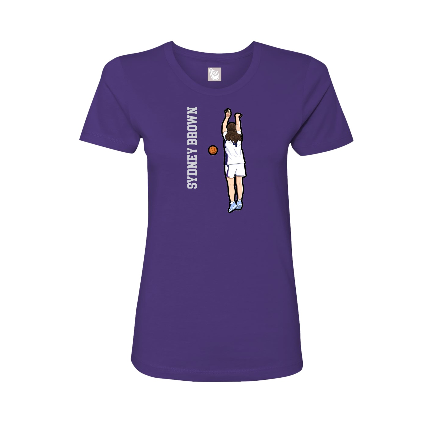 Fitted Women's Tee — Name Vertical in Purple