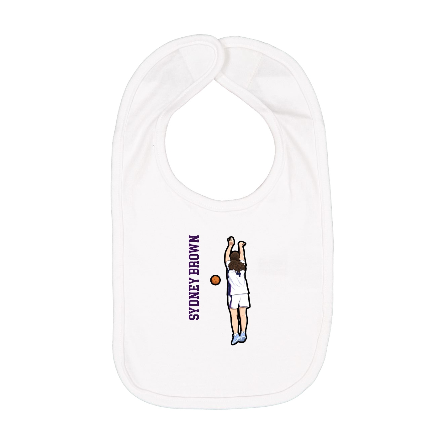 Infant Bib — Name Vertical in White