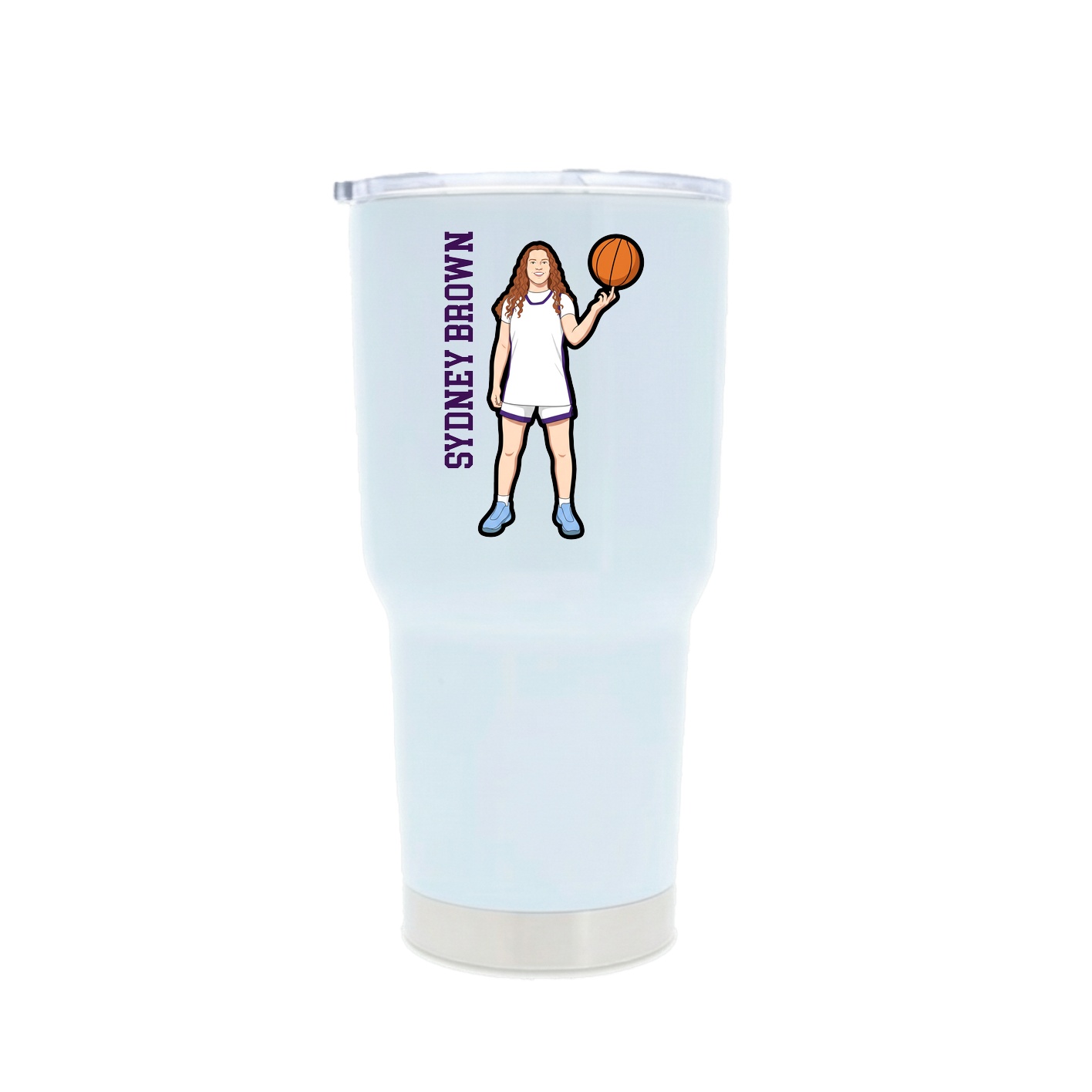 30oz Stainless Steel Tumbler — Name Vertical in White