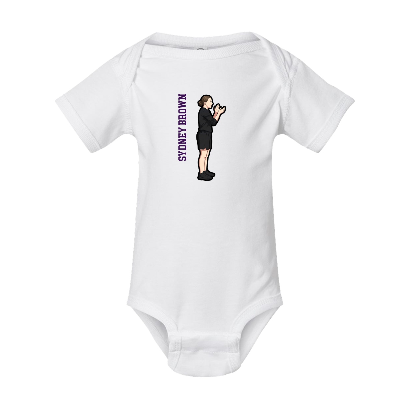 Baby Onesie — Name Vertical in White